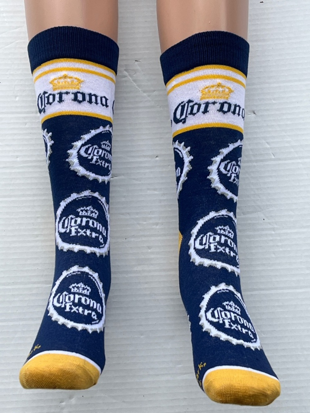 Corona Extra Dry Men’s Navy & White Novelty Crew Socks
